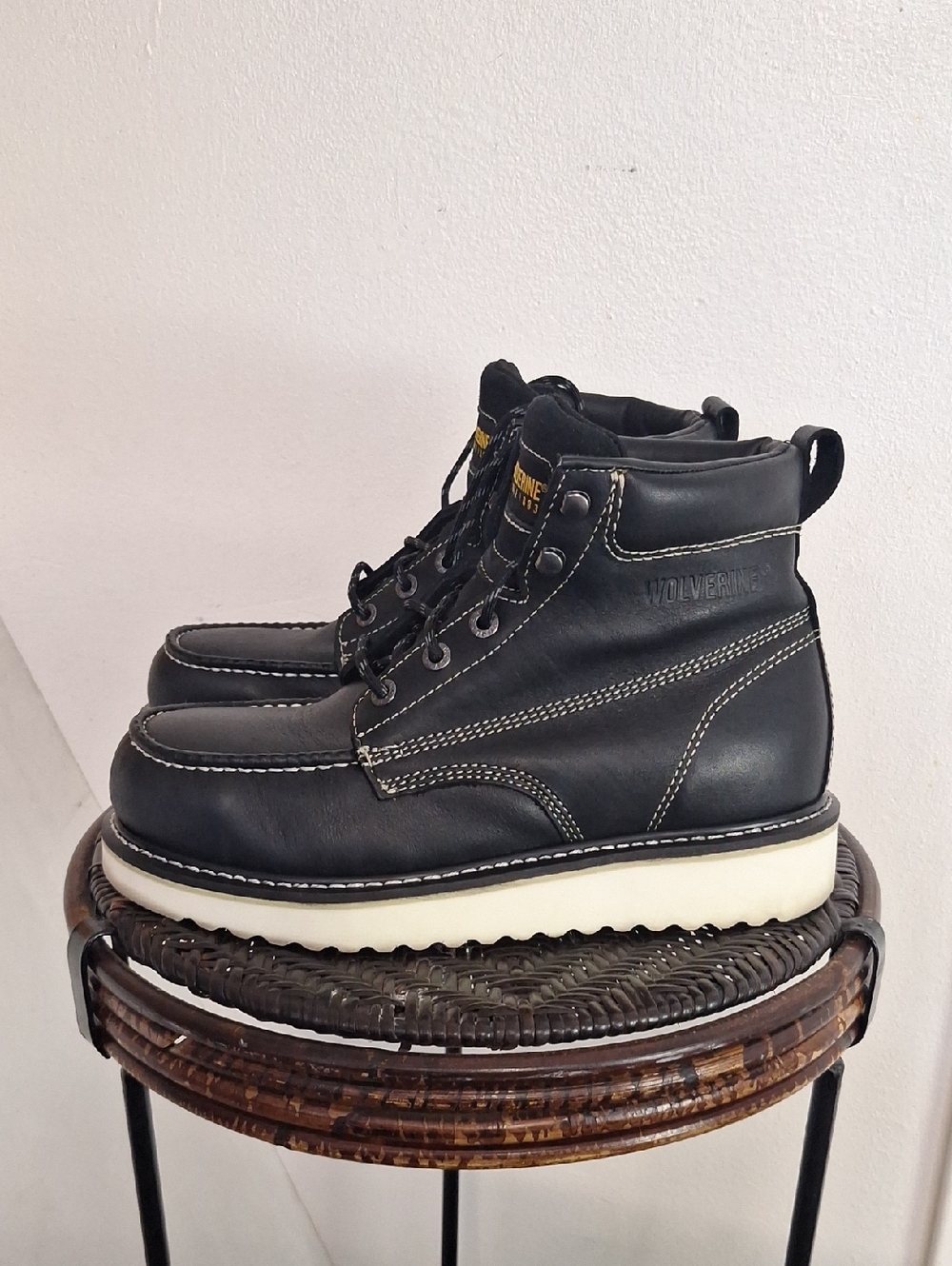 Men Wolverine Wedge Moc-Toe 6" Work Boot Steel Toe W08152 Black Men Size 10.5 M - Picture 6 of 14